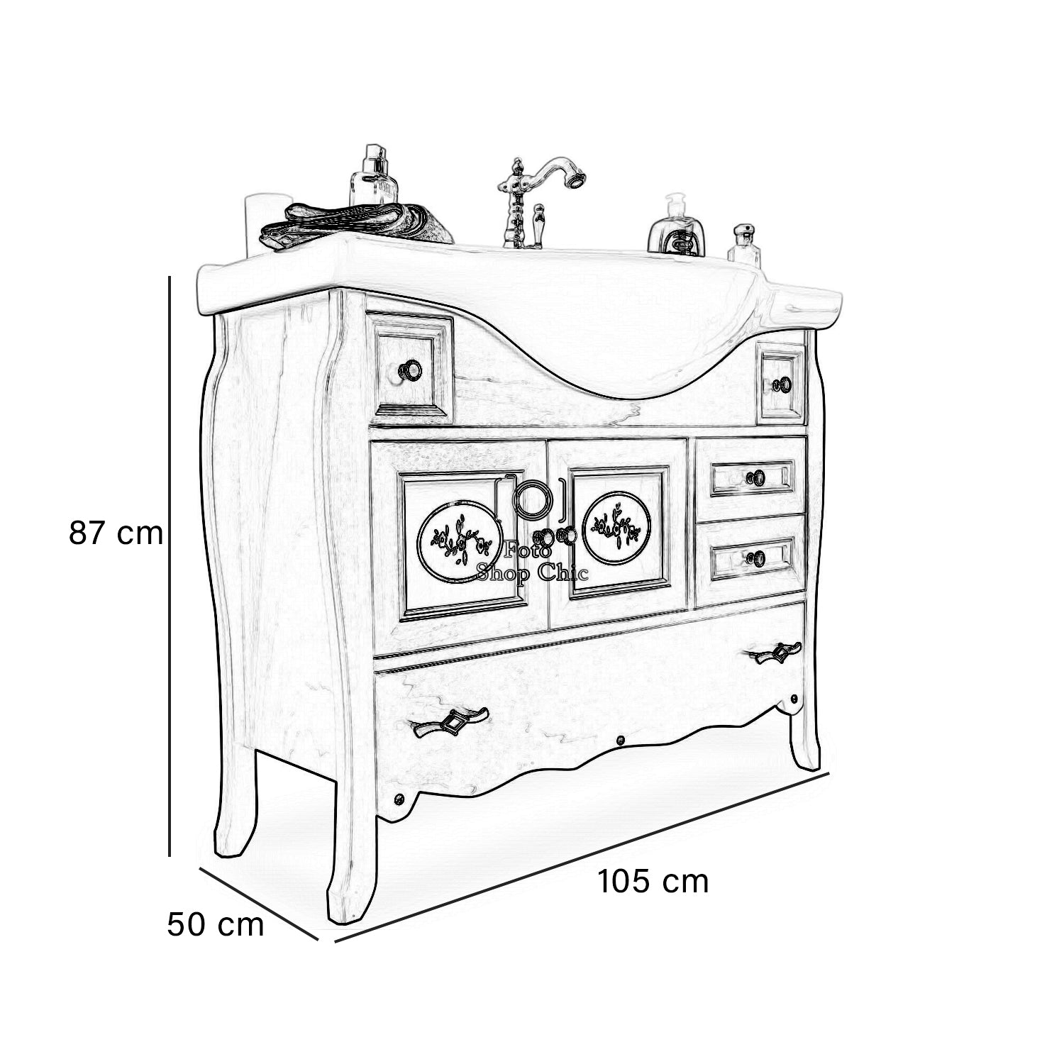 Arredo bagno in legno classico noce arte povera