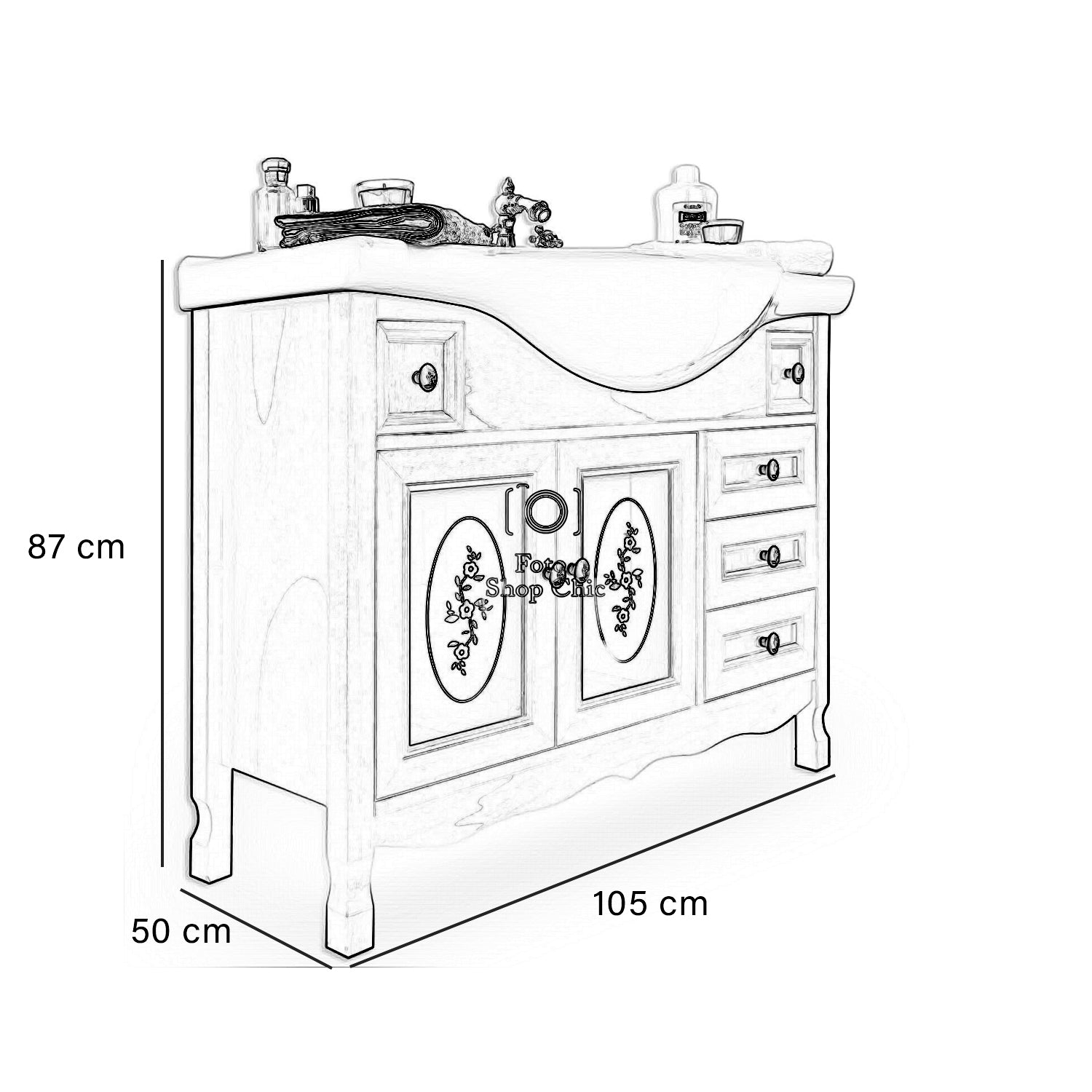 Mobile bagno in legno in stile classico noce