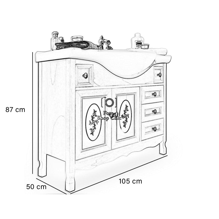 Mobile bagno in legno in stile classico noce