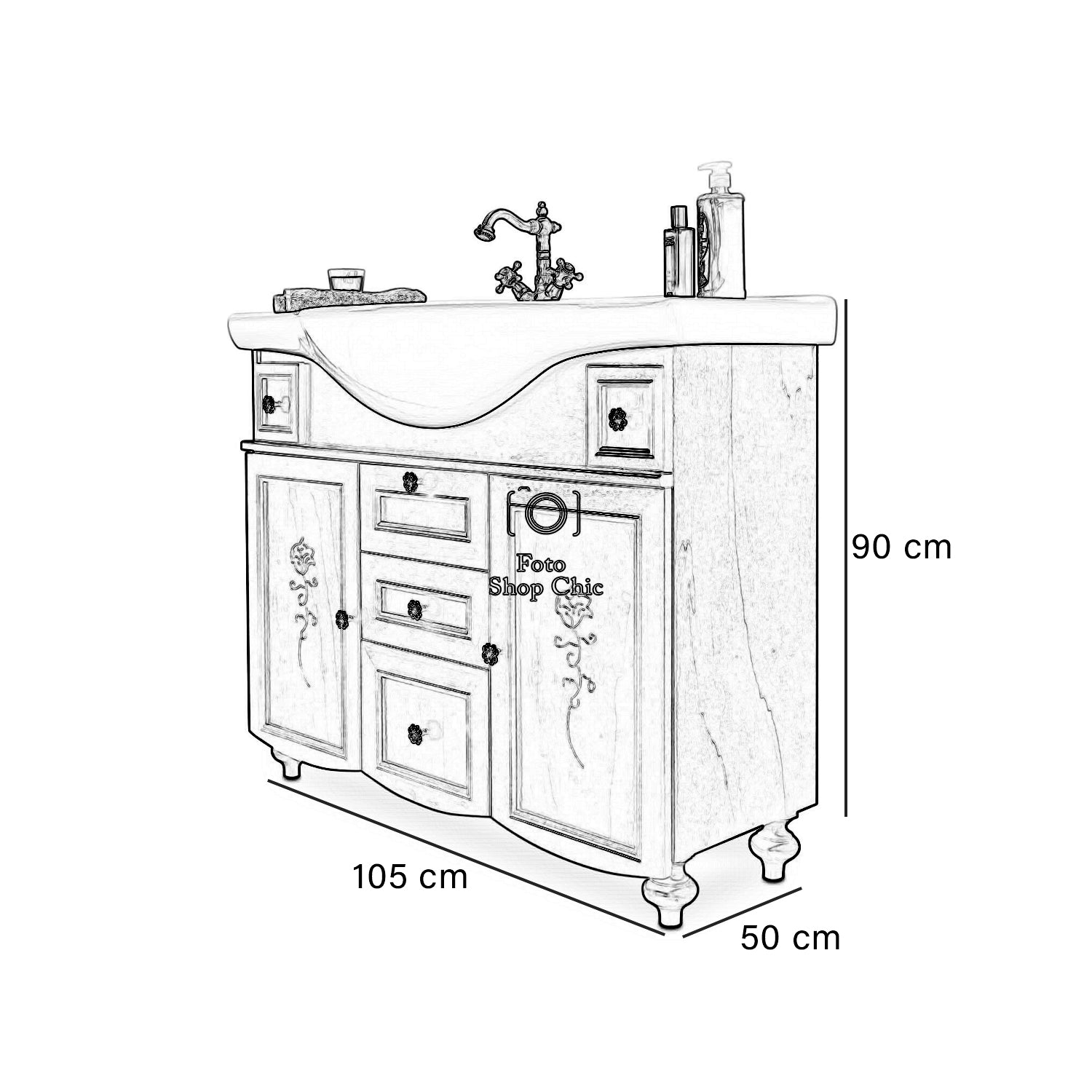 Arredo bagno completo di colonna 105 cm