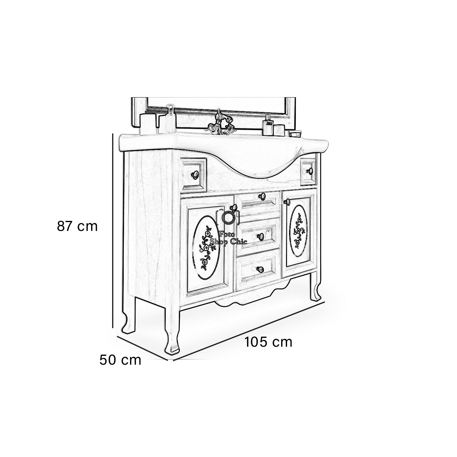 Arredo bagno classico noce scuro completo