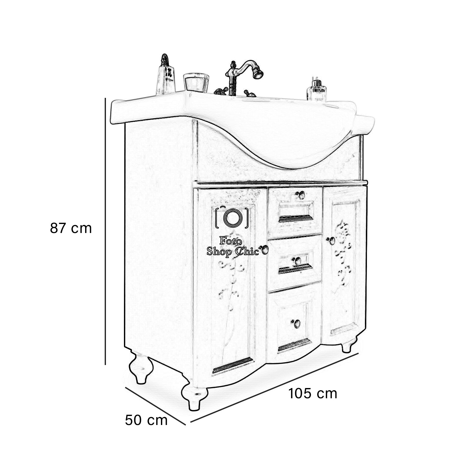 Arredo bagno noce inciso