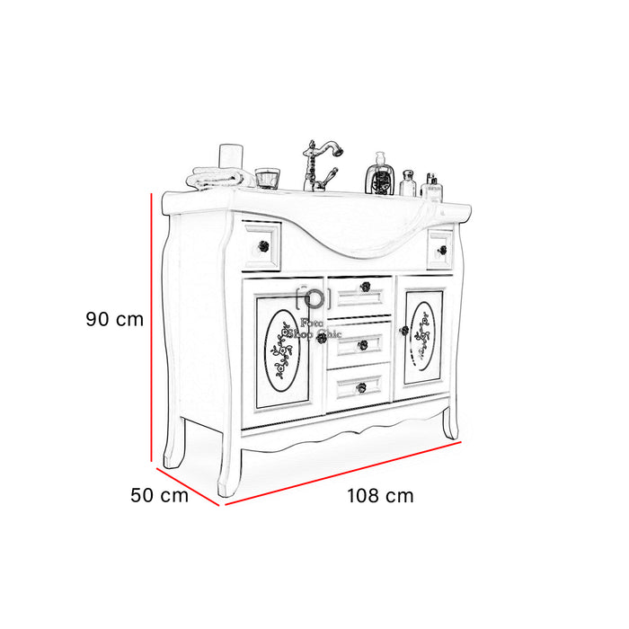 Mobile bagno completo shabby 105cm con specchio pensile