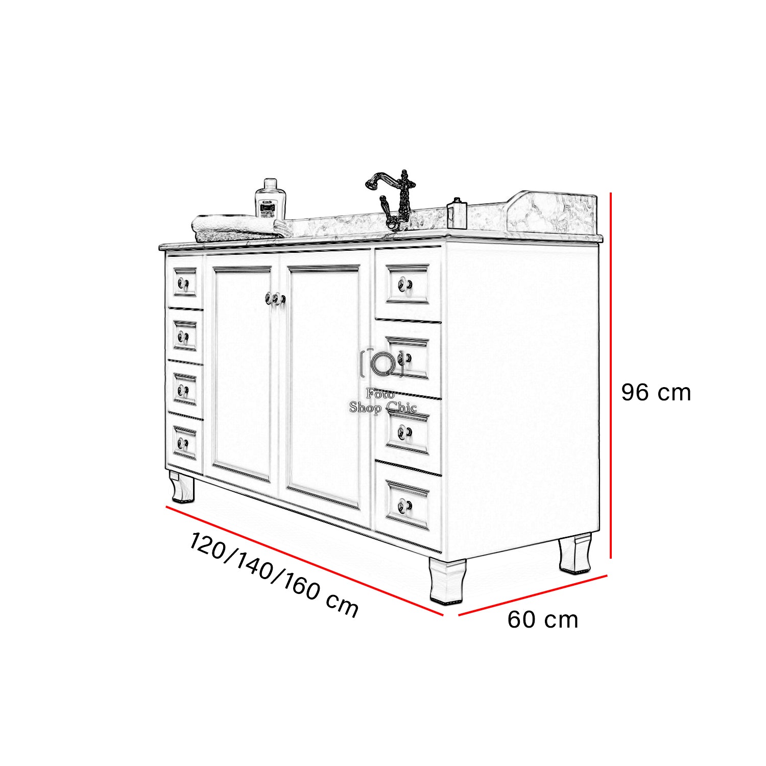 Mobile bagno con marmo shabby - 140 cm