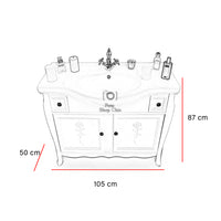 Mobile bagno shabby chic con decori incisi completo