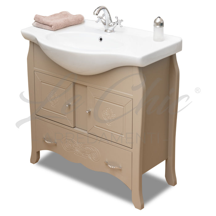 Mobiletto bagno Tortora shabby chic 85 con specchio