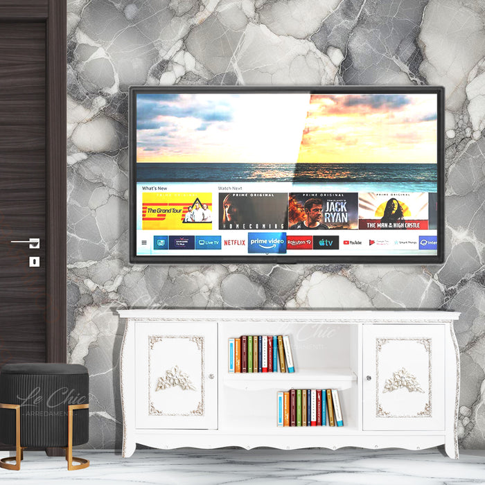 Porta Tv barocco bianco luxury 140 cm