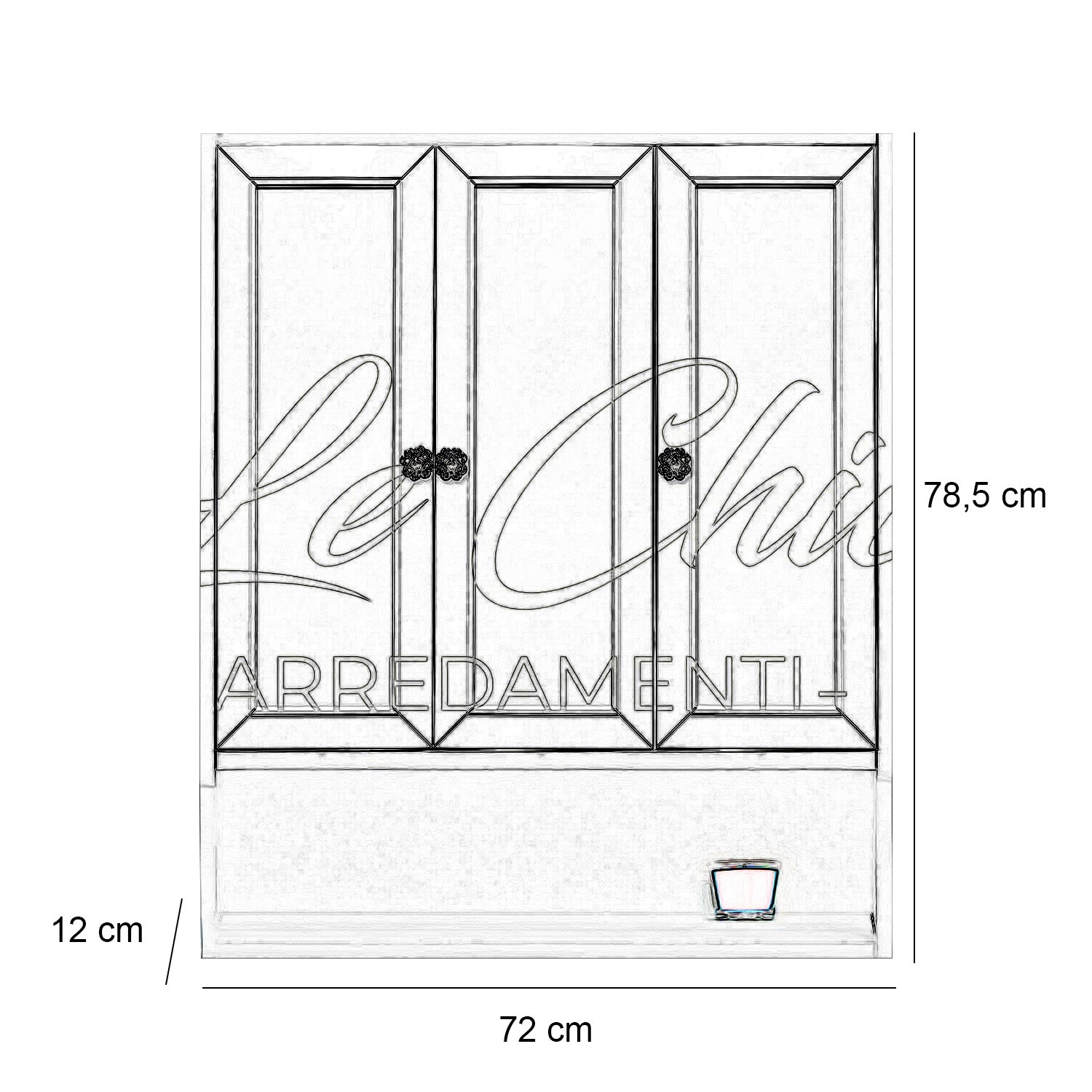 Pensile multiuso bianco opaco a 3 ante shabby chic