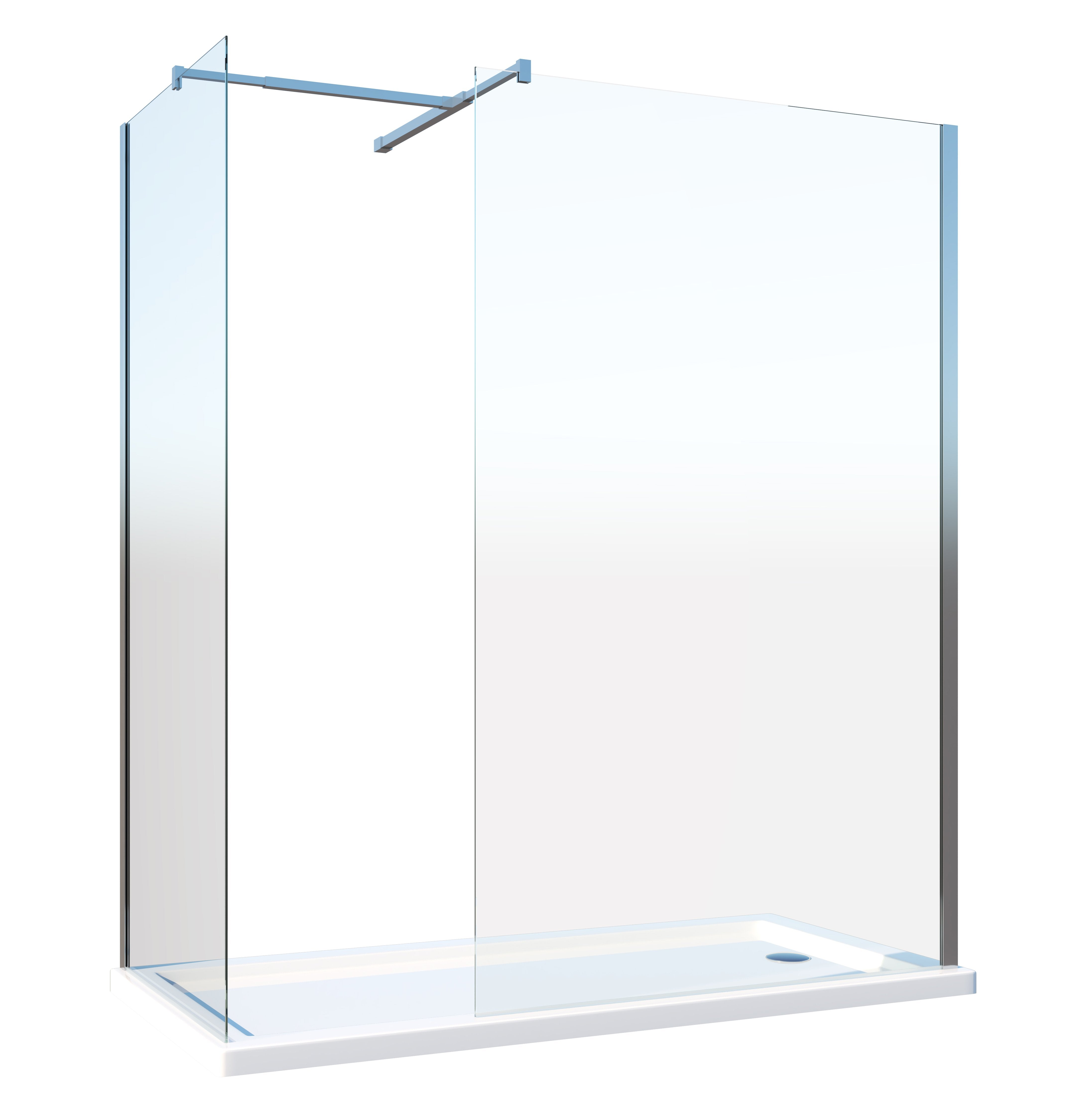 Doppia Parete Doccia Walk-in Con Braccio Di Sostegno Superiore a T Vetro 8 mm Reversibile 78-80 x 88-90 H 200 cm