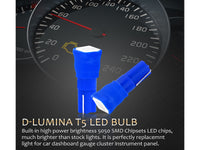 10 Lampadine Led T5 12V W1,2W Colore Blu Con 1 Smd 5050 Luci Cruscotto Auto e Moto