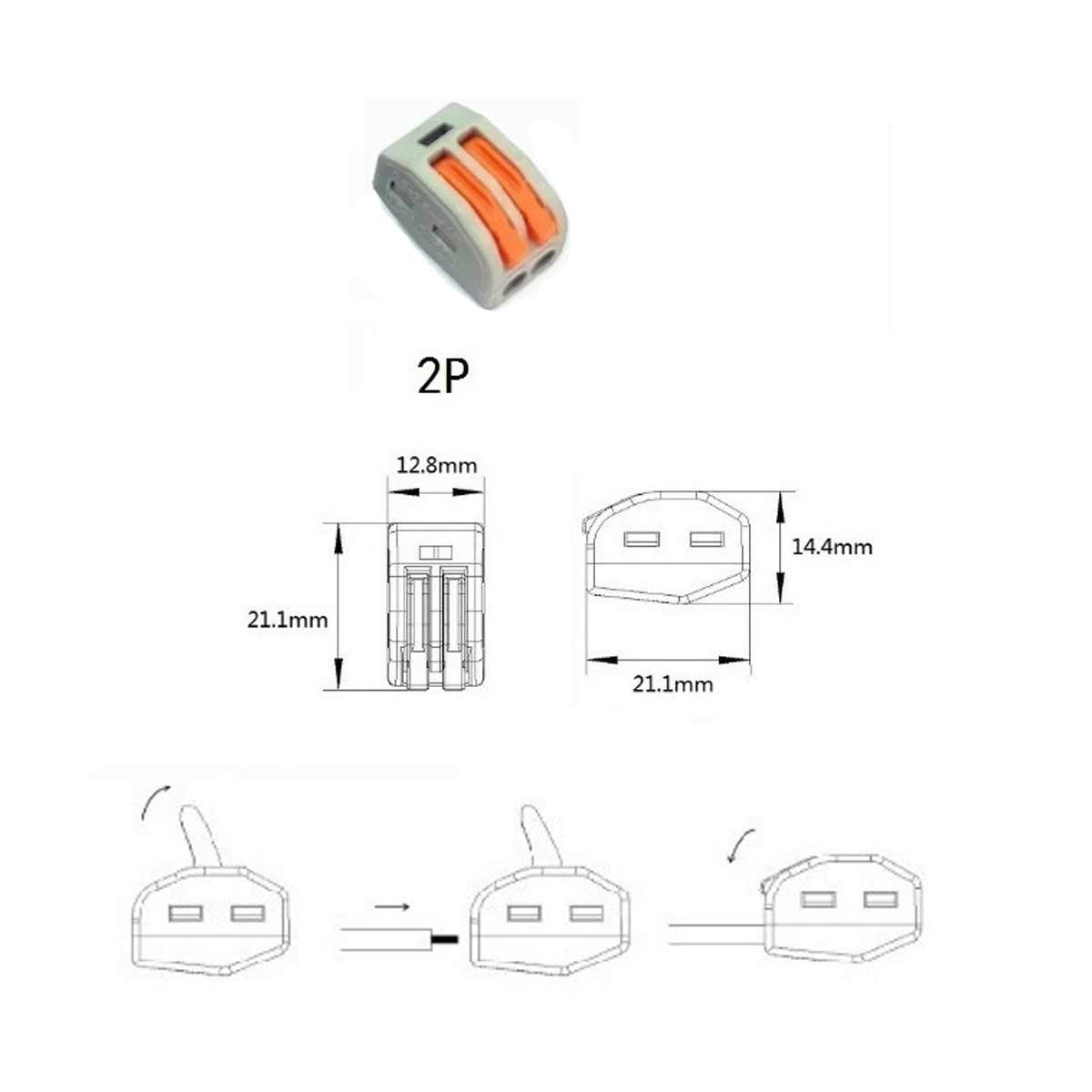 10 Morsetti A Molla Con Connettori Terminali Conduttore Per Cavi Fili Elettrici Riutilizabile Elevata Sicurezza 2P