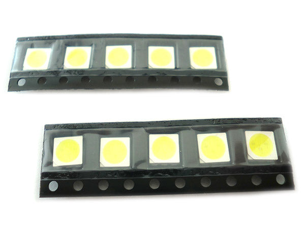 10 PZ Led SMD 5050 PLCC-6 Bianco Freddo 6000K 18 Lm 3V 0,2W 3 Chips