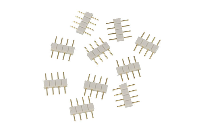 10 PZ Spina Colore Bianco Maschio 4 Pin Per Collegamento Striscia Led RGB Centralina Controller RGB