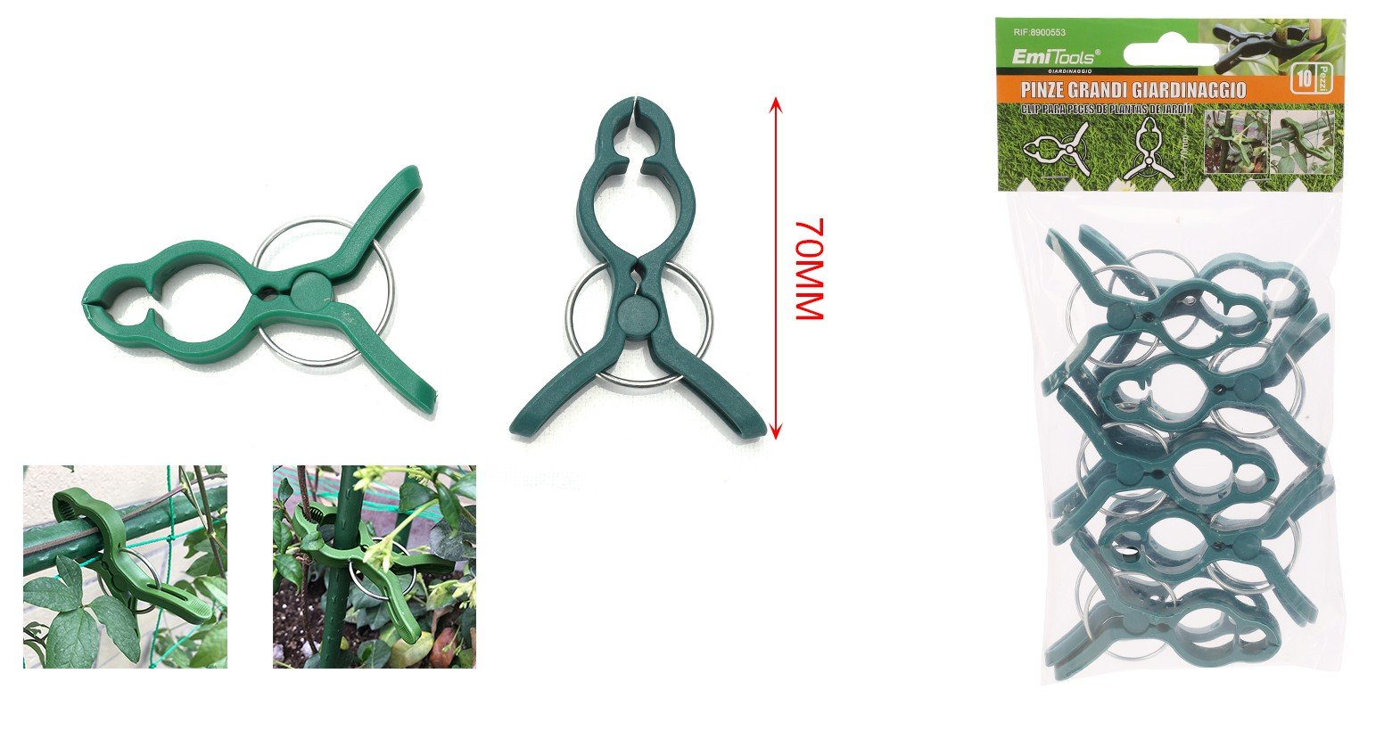 10 Pezzi Clips per Piante Sostegno per Piante Rampicanti Pinze a Morsetti Per Giardino 70mm