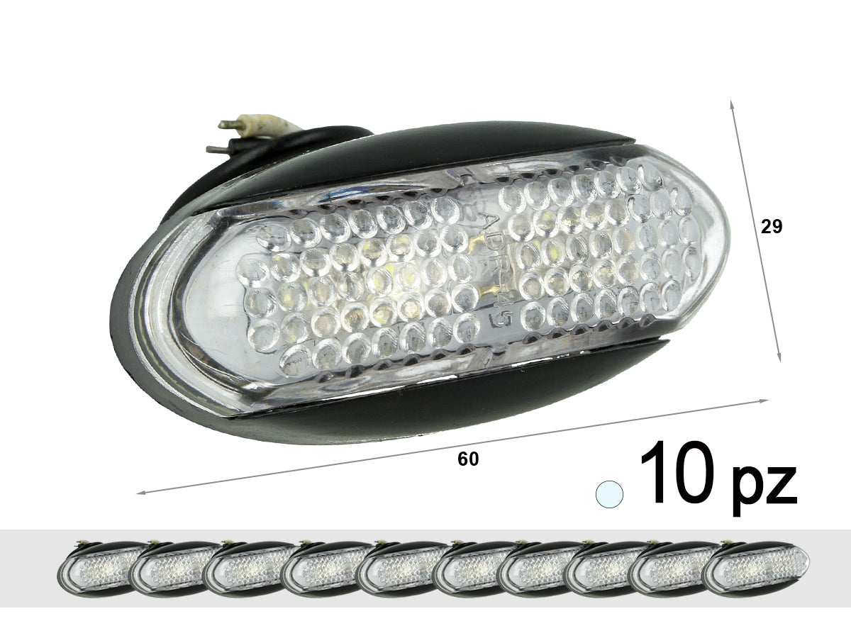 10 Pezzi Fanali Laterali Led 24V 12V Bianco Freddo Per Luce Ingombro Cortesia Targa Cupola Cappa Camion Rimorchio Caravan Furgone