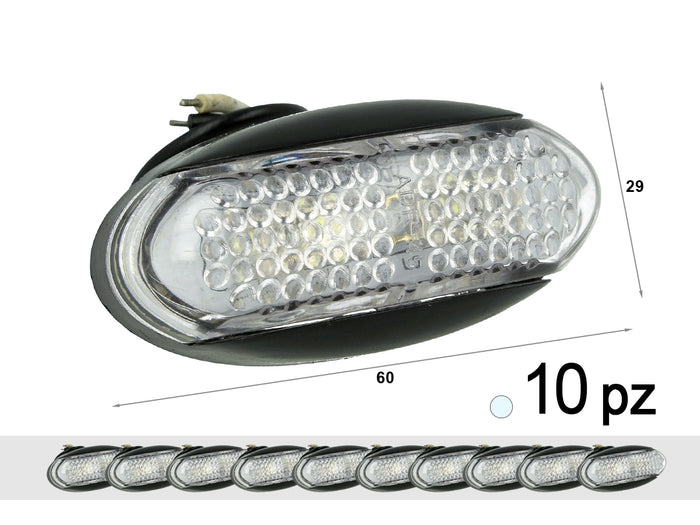 10 Pezzi Fanali Laterali Led 24V 12V Bianco Freddo Per Luce Ingombro Cortesia Targa Cupola Cappa Camion Rimorchio Caravan Furgone