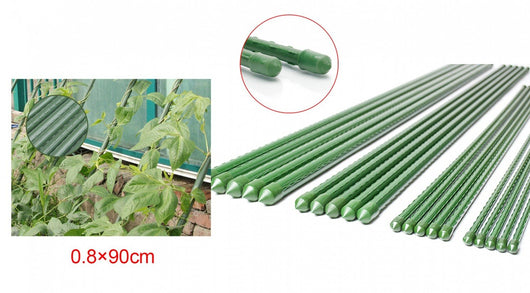 10 Pezzi Supporto Piante Rampicanti Bastone In Acciaio Plastificato Verde 0,8X90cm