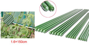 10 Pezzi Supporto Piante Rampicanti Bastone In Acciaio Plastificato Verde 1,6X150cm