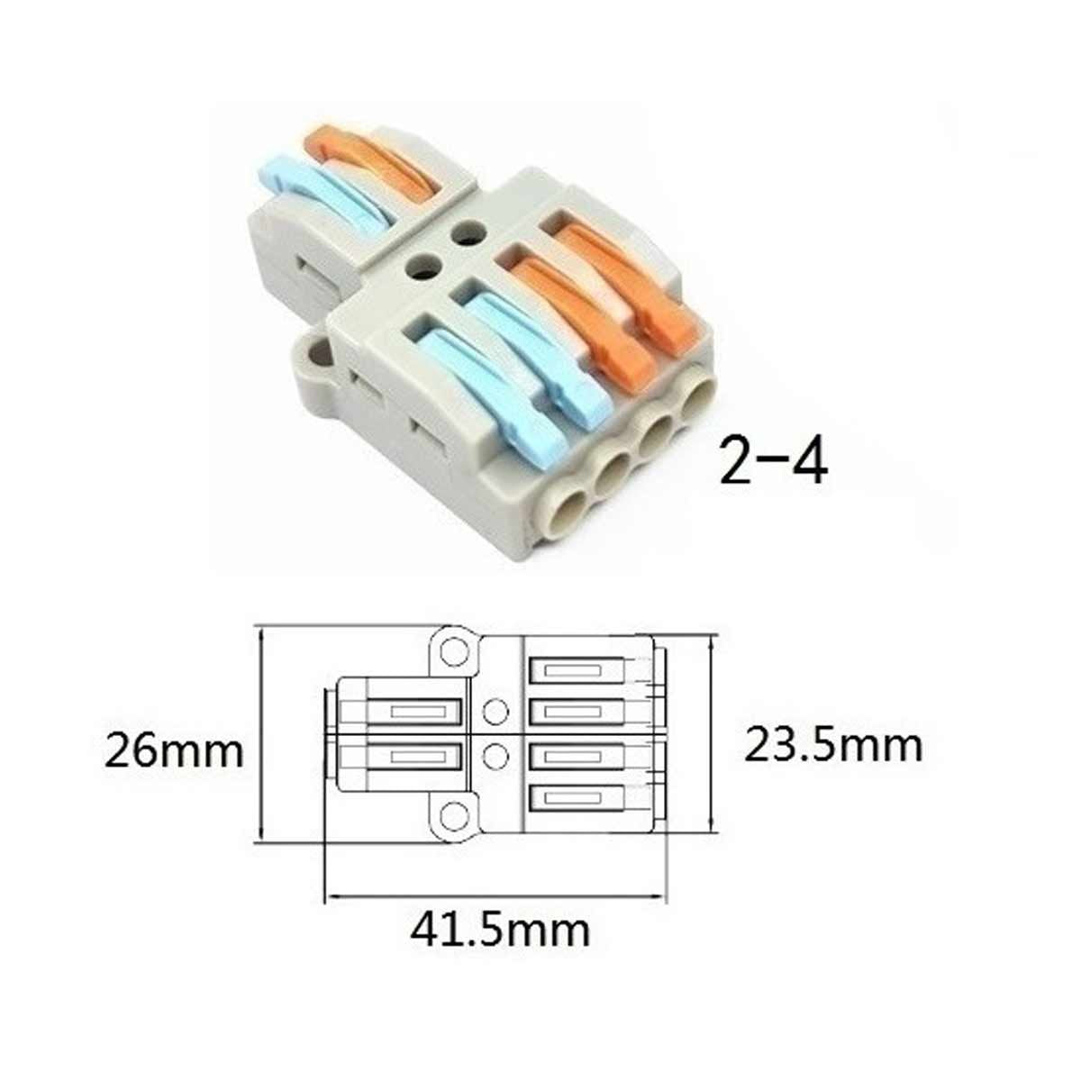 10 Sdoppiatore Elettrico Compatto Connettore Morsetto Elettrico Cavo Connettore 2P-4P