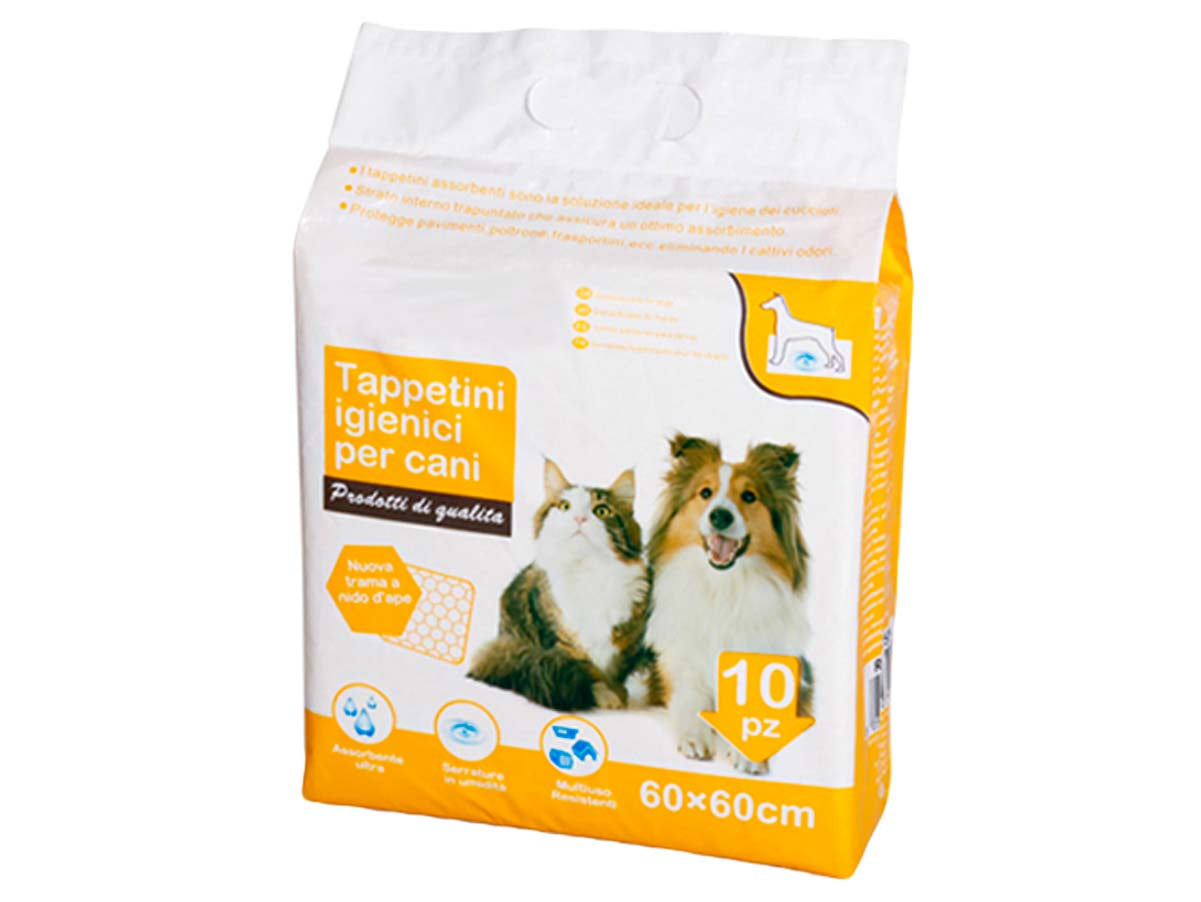 10 Tappetini Assorbenti Cane 60X60cm Con Adesivo Agli Angoli Pannolino Telini Igienici Per Animali