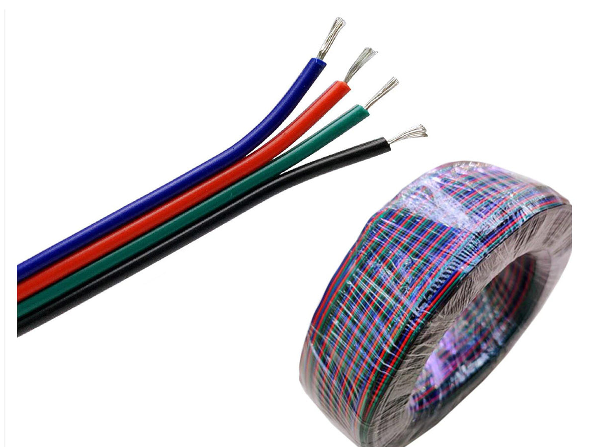 100 Metri Cavo Filo Elettrico Piattina Quadri Polare 4X0,25 mmq Cavo di Prolunga Per Striscia Led RGB