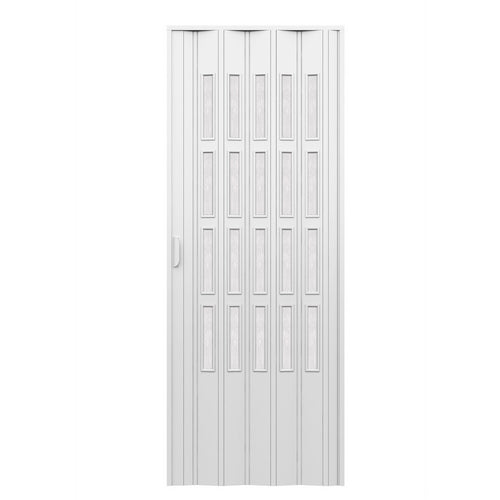 Porta d'arredo per interno a soffietto con vetro niagara bianco  cm 83 x 214DH