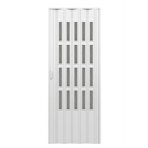 Porta d'arredo per interno a soffietto con vetro niagara fume'  cm 83 x 214DH