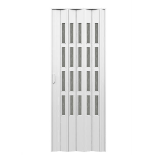 Porta d'arredo per interno a soffietto con vetro niagara fume'  cm 83 x 214DH