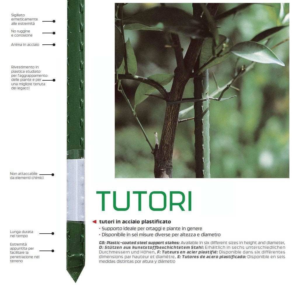 Tutori in acciaio plastificato (25 pz) 16 mm x 210 cm