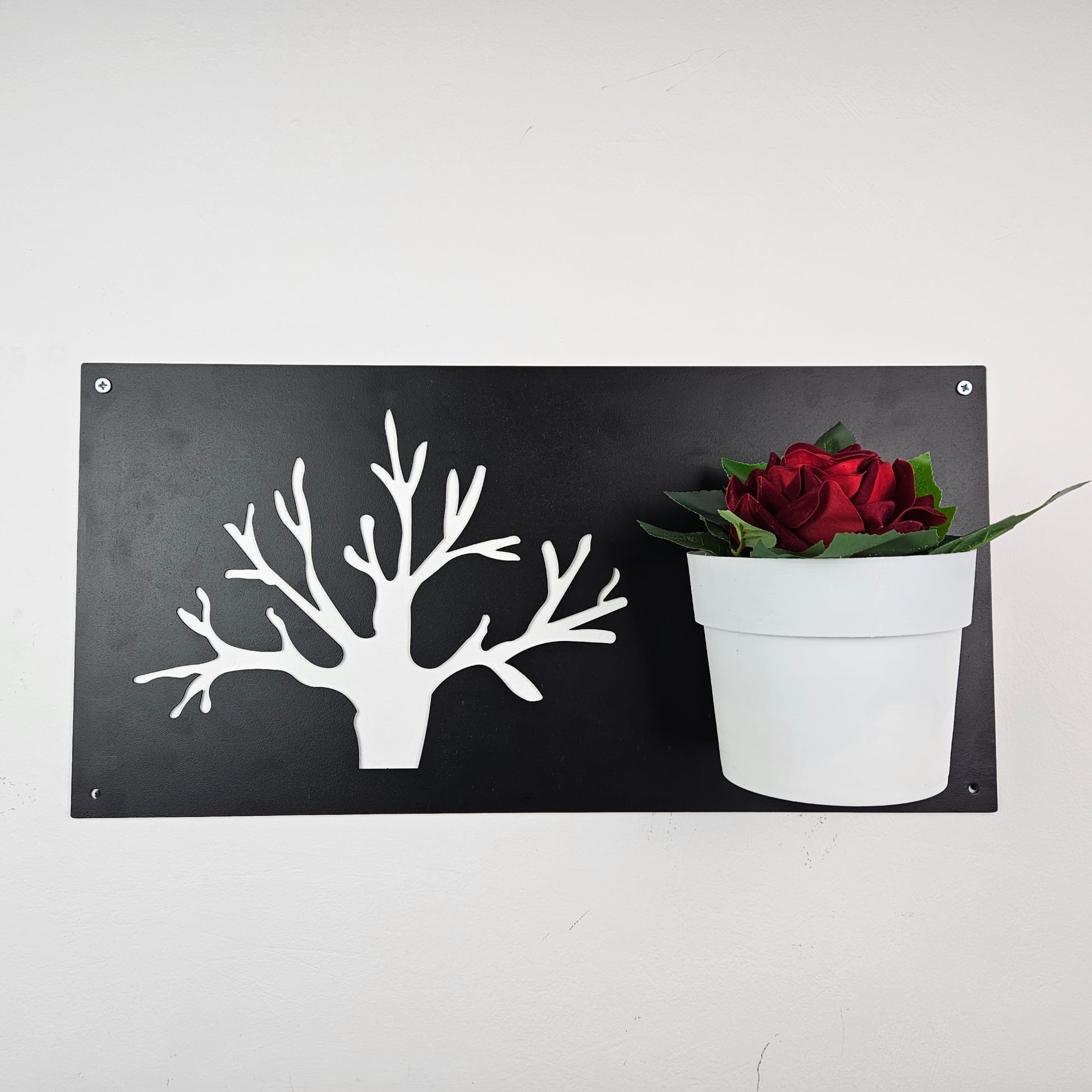 BAUM NERO ALBERO + VASETTI MAGNETIC CON ROSA