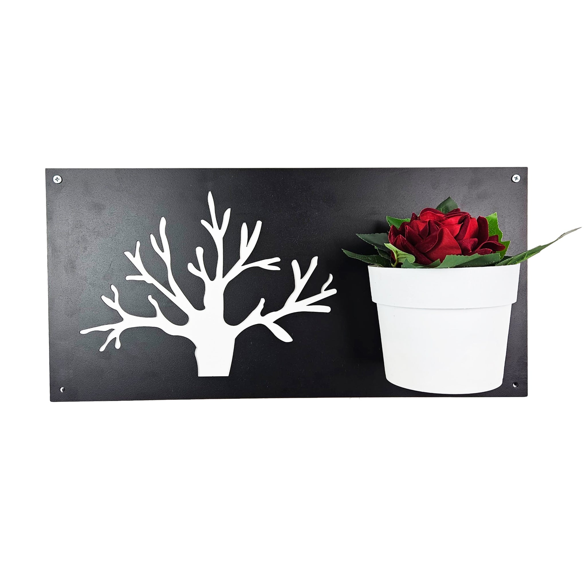 BAUM NERO ALBERO + VASETTI MAGNETIC CON ROSA