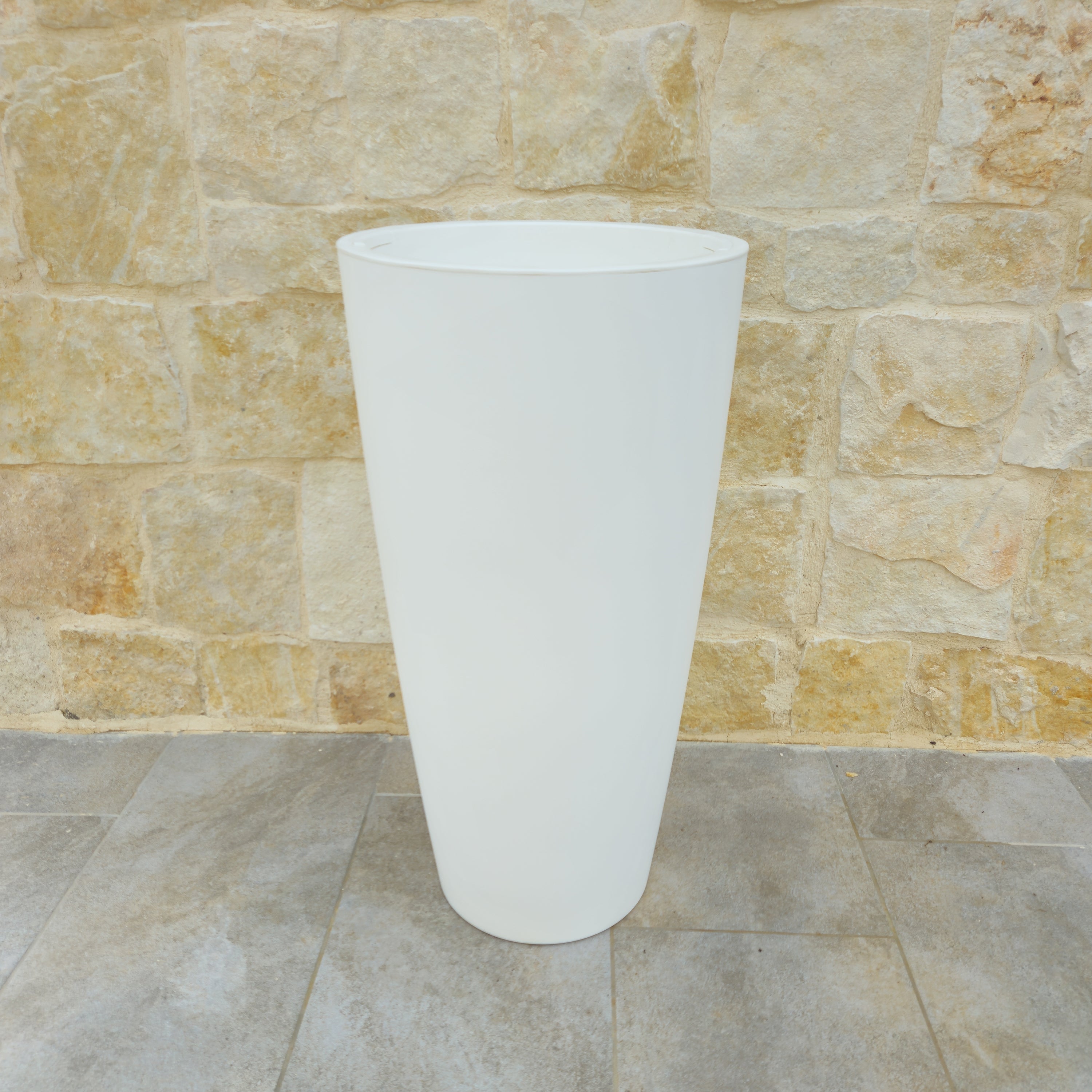 Vaso Style cm  36x70 H con palma artificiale -  colore: bianco - P01-V01-B