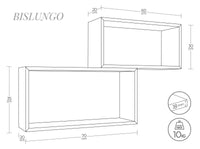 Set 2 Mensole Cubo da Parete Rettangolare in Fibra di Legno Bislungo Rovere Scuro