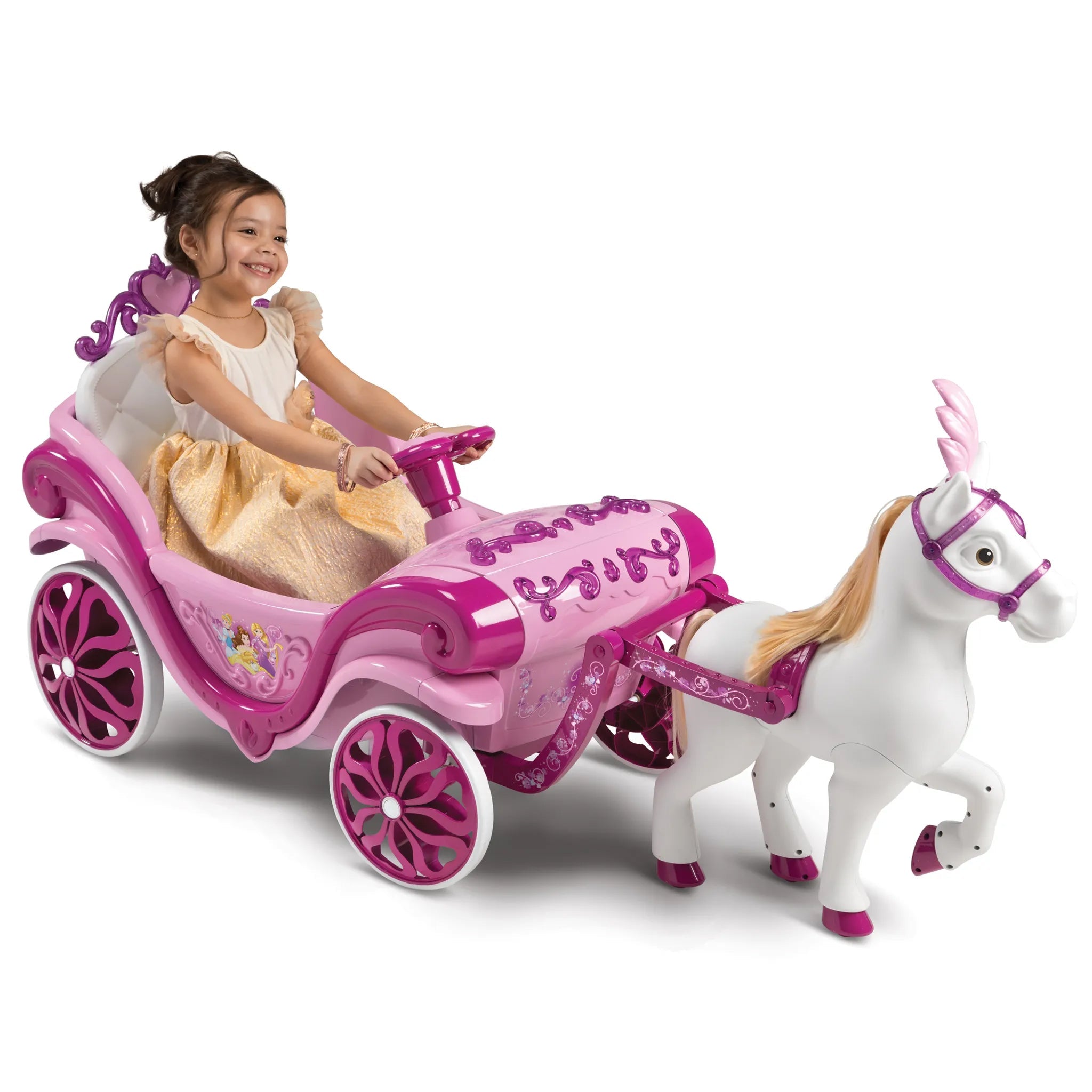 Carrozza Elettrica per Bambine 132x72x87 cm 6v con Licenza Disney Princess