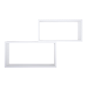 Set di 2 Mensole da Muro Modello BISLUNGO, Pensile Bagno, Mensola da Parete, Scaffale da Parete. Misure 70x35 p20 cm e 60x30 p20 cm. Finitura  BIANCO - MADE IN ITALY