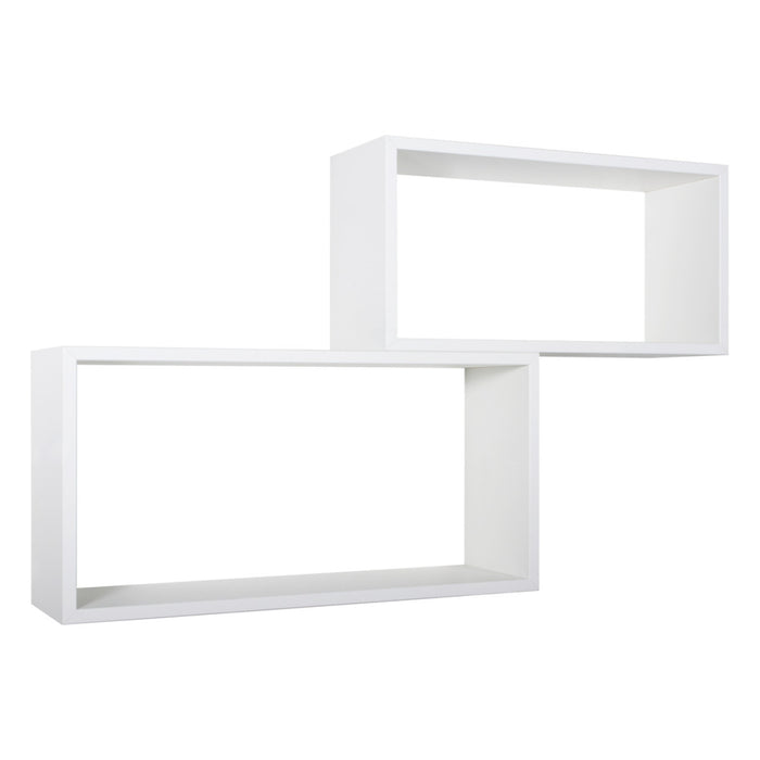 Set di 2 Mensole da Muro Modello BISLUNGO, Pensile Bagno, Mensola da Parete, Scaffale da Parete. Misure 70x35 p20 cm e 60x30 p20 cm. Finitura  BIANCO - MADE IN ITALY