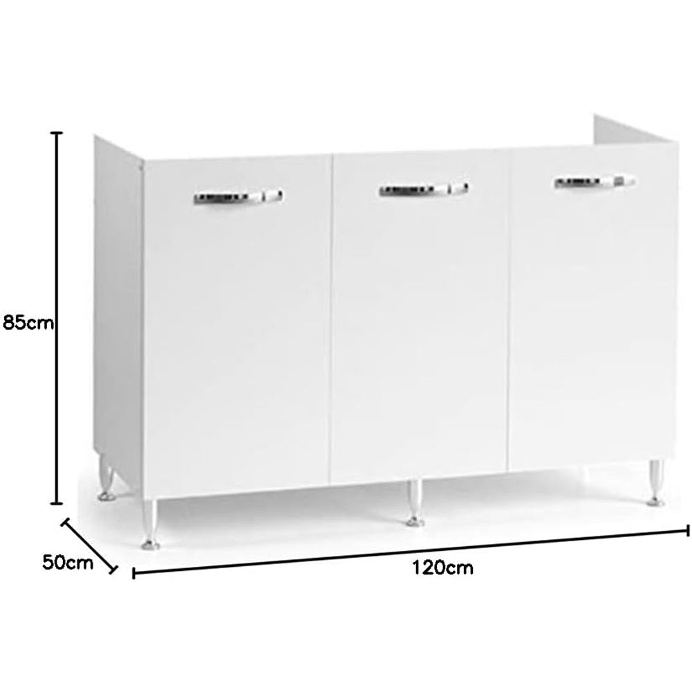 Mobile Mobiletto Sottolavello Per Cucina Componibile Bianco Frassino (85x50x120)