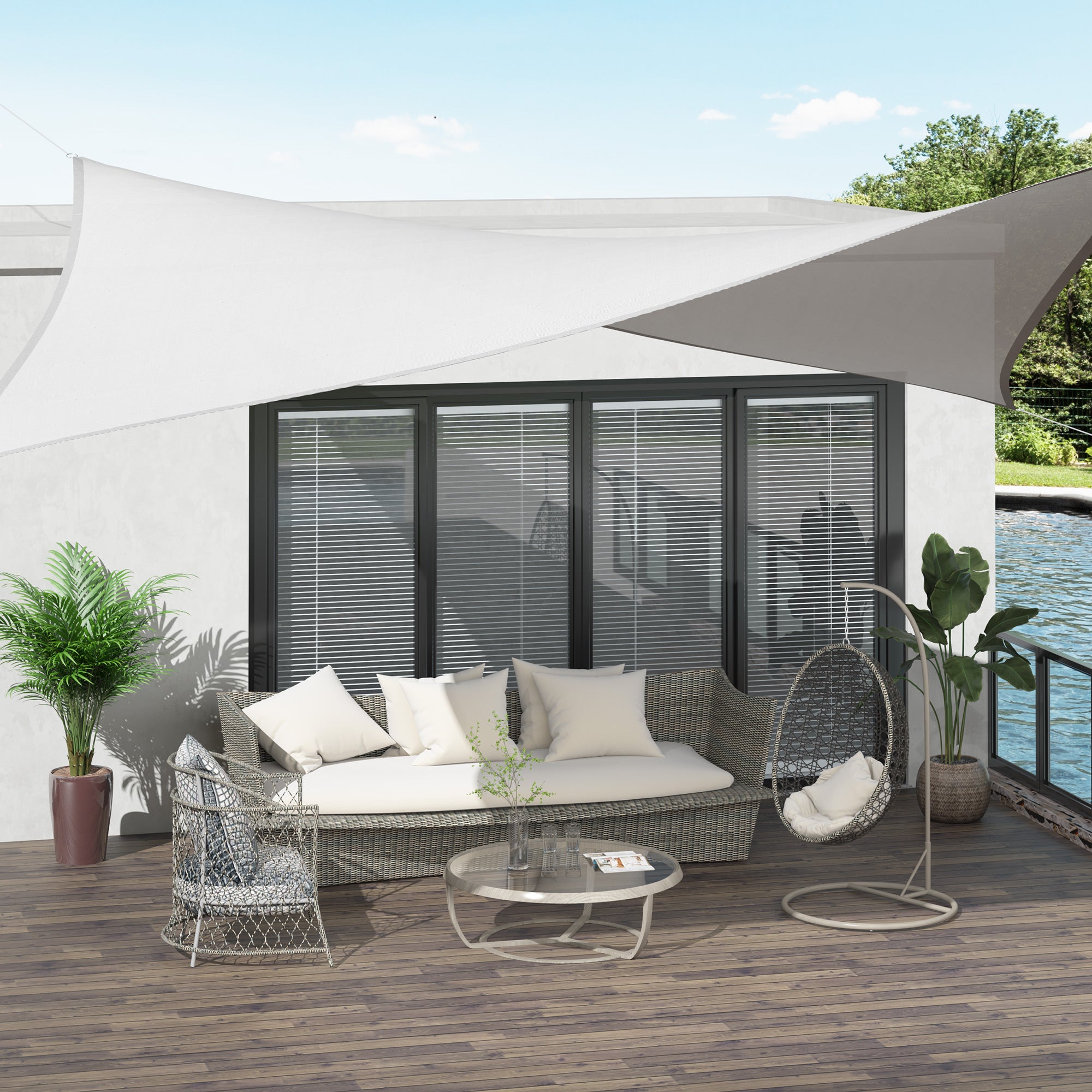 EasyComfort Tenda a Vela Parasole Rettangolare Tenda da Sole Protezione Raggi UV in PE 4 x 6m Crema