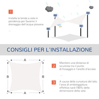 EasyComfort Tenda a Vela Parasole Rettangolare Tenda da Sole Protezione Raggi UV in PE 4 x 6m Crema