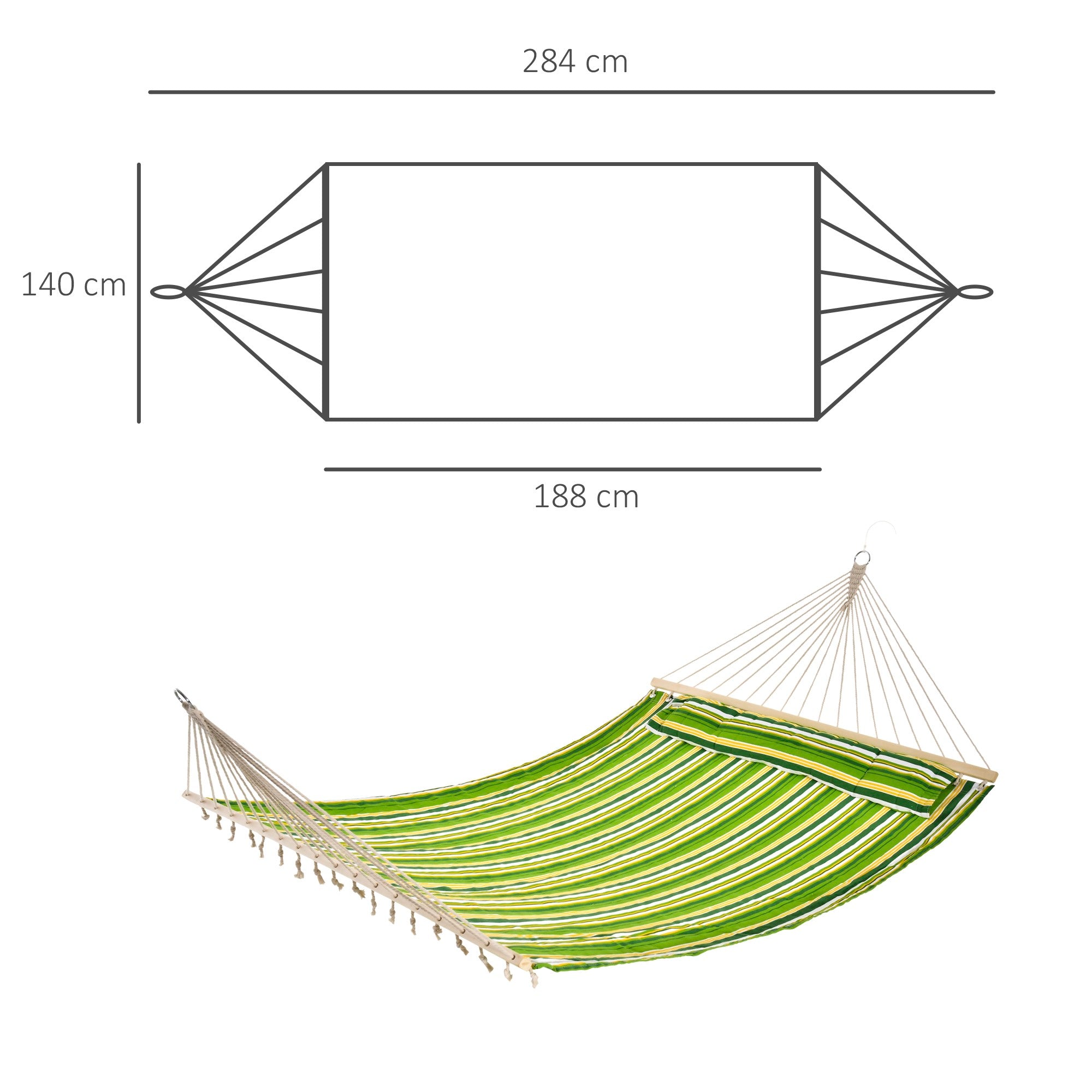 Easycomfort Hammock Amaca da Giardino Doppia per 2 Persone, Dondolo Sospeso da Campeggio in Cotone e Poliestere con Cuscino 188x140cm