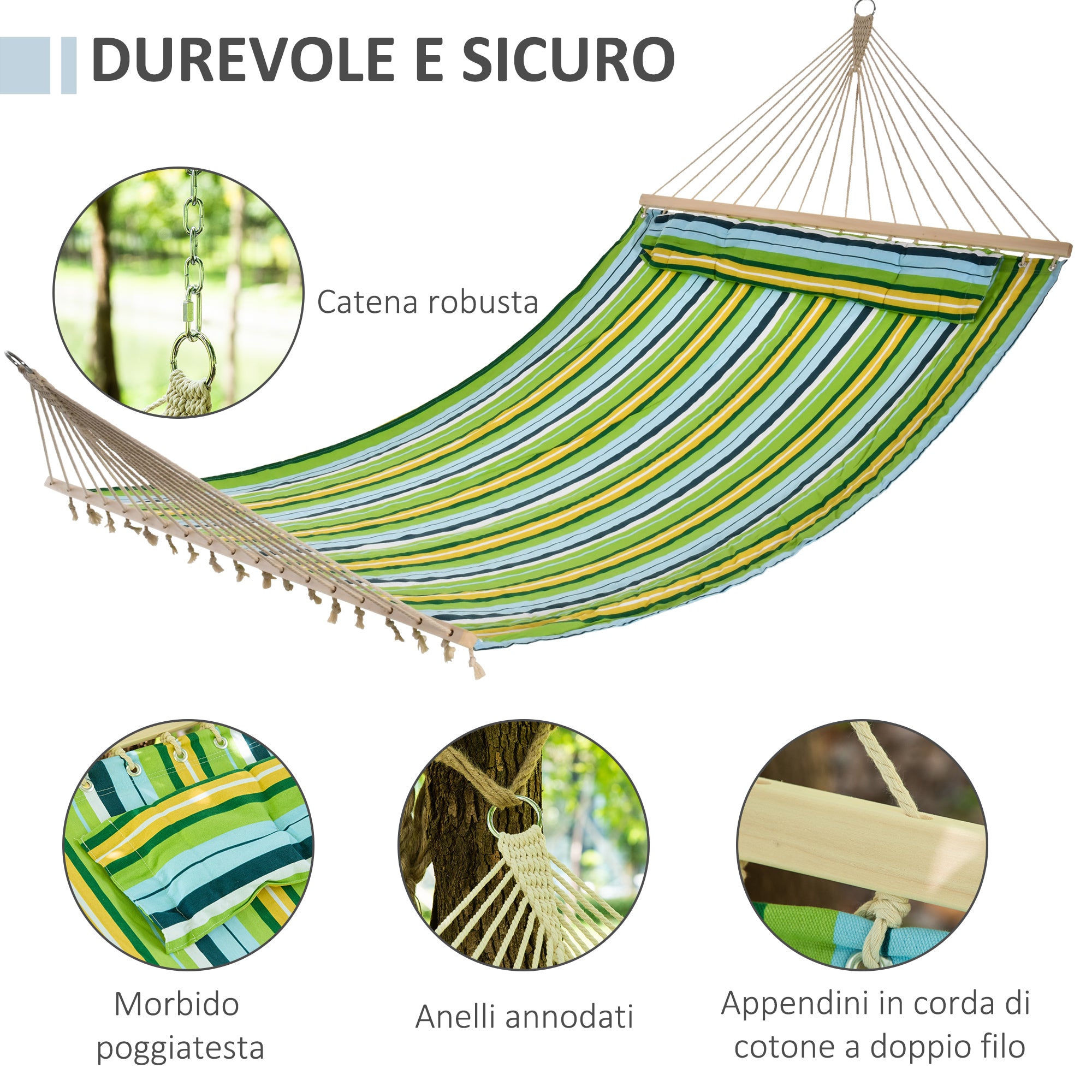 Easycomfort Amaca da Giardino per 1-2 Persone Max 220kg da Interni ed Esterni con Cuscino Removibile 400x140cm