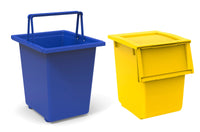 Set 2 contenitori Per Raccolta Differenziata 25L + 30L Per Armadi in Polipropilene Ecobin Giallo e Blu