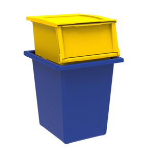 Set 2 contenitori Per Raccolta Differenziata 25L + 30L Per Armadi in Polipropilene Ecobin Giallo e Blu