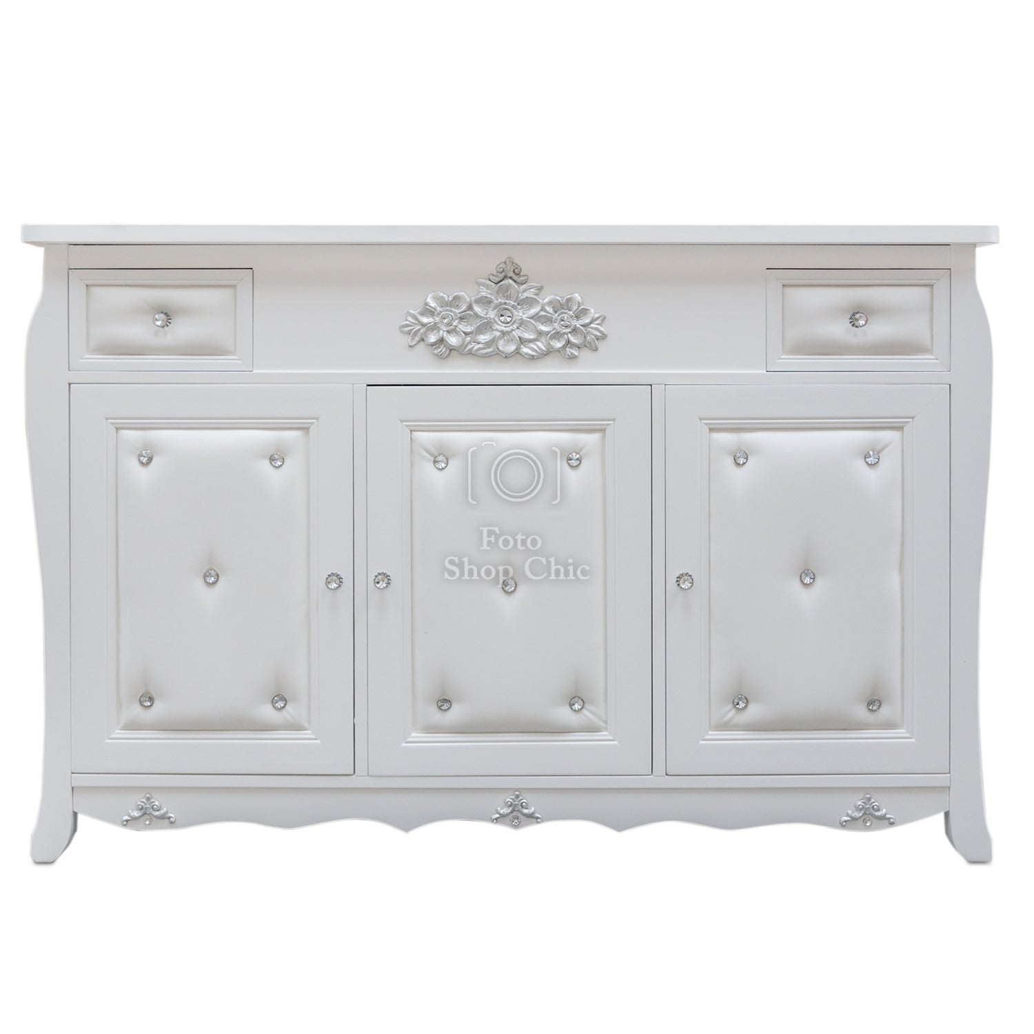 CREDENZA BAROCCO CON FOGLIA ARGENTO DA 134 CM