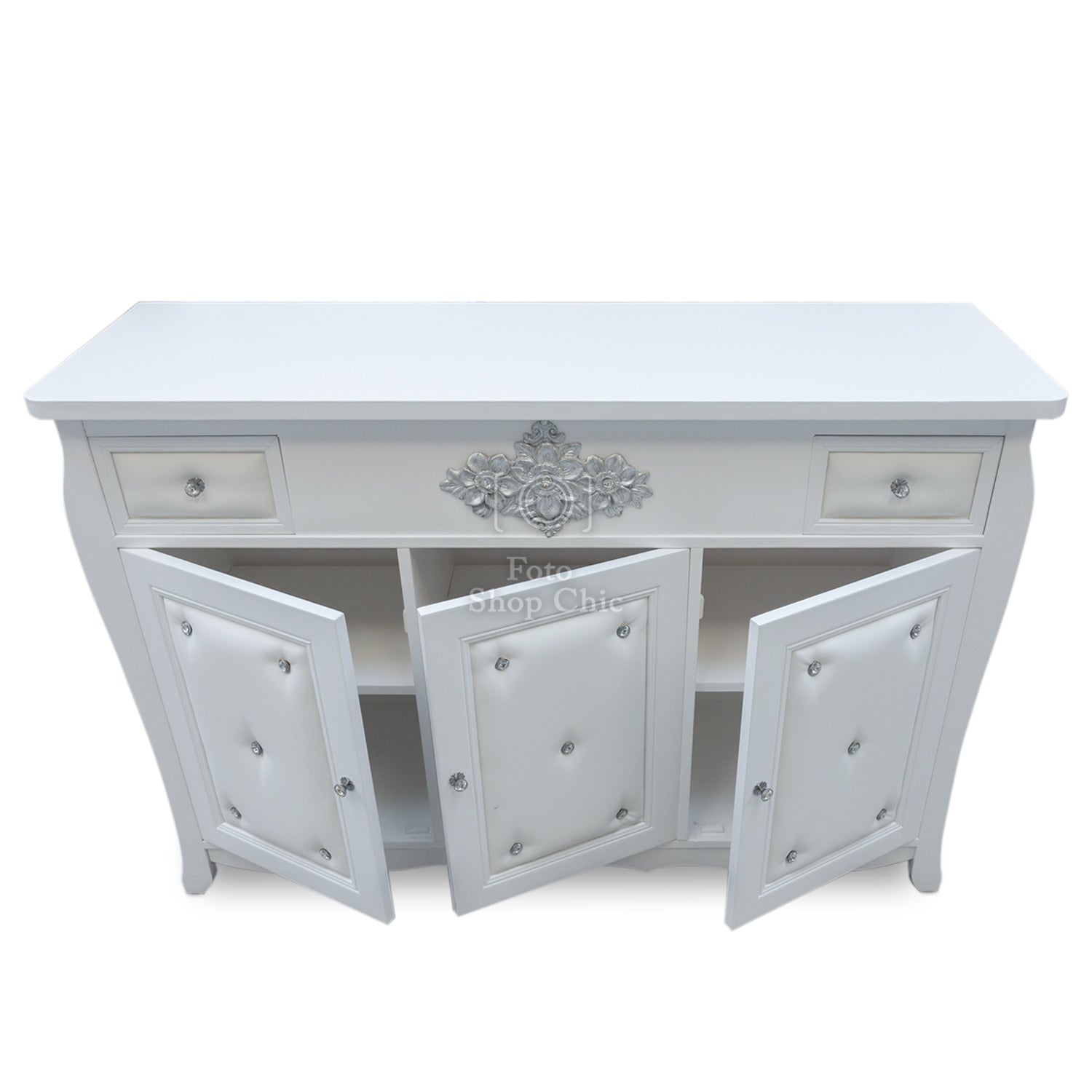 CREDENZA BAROCCO CON FOGLIA ARGENTO DA 134 CM