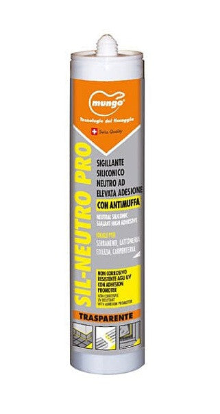 Sil-Neutro Pro Silicone Neutro Professionale Antimuffa Per Serramenti E Carpenteria 310 Ml Trasparente-Mungo