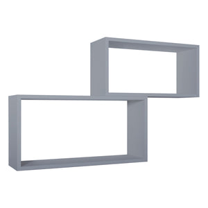 Set di 2 Mensole da Muro Modello BISLUNGO, Pensile Bagno, Mensola da Parete, Scaffale da Parete. Misure 70x35 p20 cm e 60x30 p20 cm. Finitura  GRIGIO - MADE IN ITALY