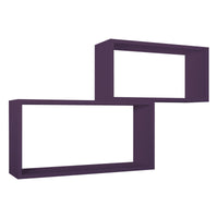 Set di 2 Mensole da Muro Modello BISLUNGO, Pensile Bagno, Mensola da Parete, Scaffale da Parete. Misure 70x35 p20 cm e 60x30 p20 cm. Finitura  VIOLA MELANZANA - MADE IN ITALY