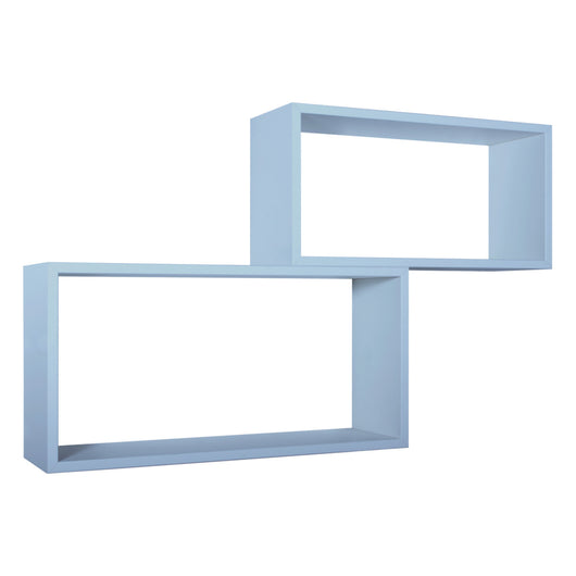 Set di 2 Mensole da Muro Modello BISLUNGO, Pensile Bagno, Mensola da Parete, Scaffale da Parete. Misure 70x35 p20 cm e 60x30 p20 cm. Finitura  BLU BALTICO - MADE IN ITALY