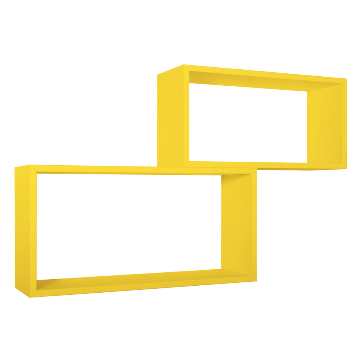 Set di 2 Mensole da Muro Modello BISLUNGO, Pensile Bagno, Mensola da Parete, Scaffale da Parete. Misure 70x35 p20 cm e 60x30 p20 cm. Finitura  GIALLO CANARINO - MADE IN ITALY